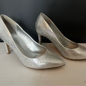 Silver Rhinestone Heels Size 6.5